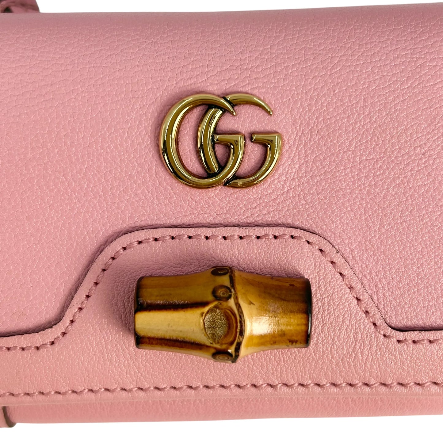 GUCCI GG Marmont Bamboo Tri-fold Compact Wallet - Pink 