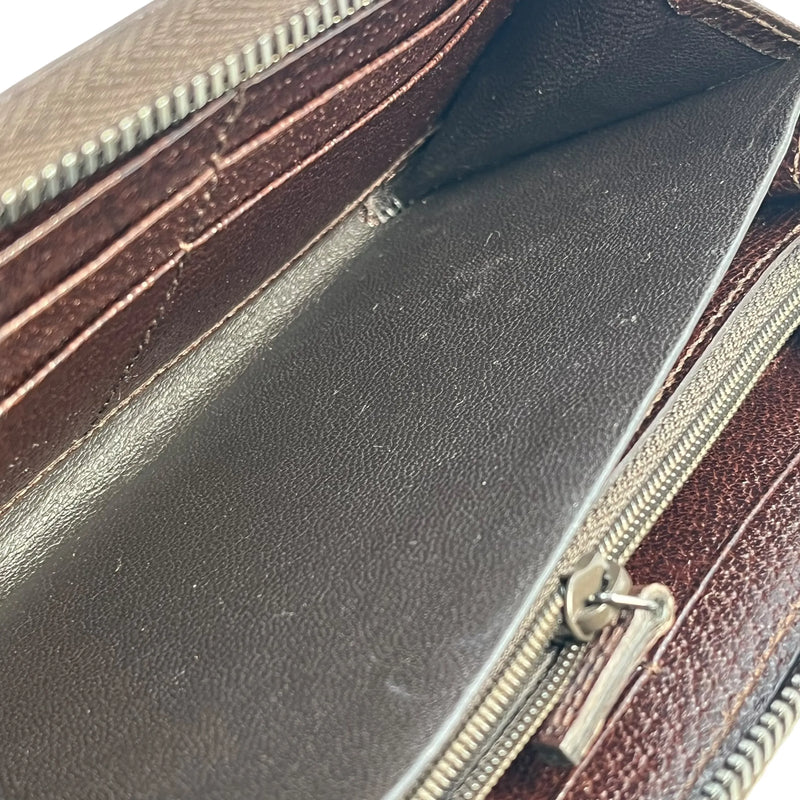 GUCCI キャンバス グッチシマ ラウンドジップ ロングウォレット - ブラウン