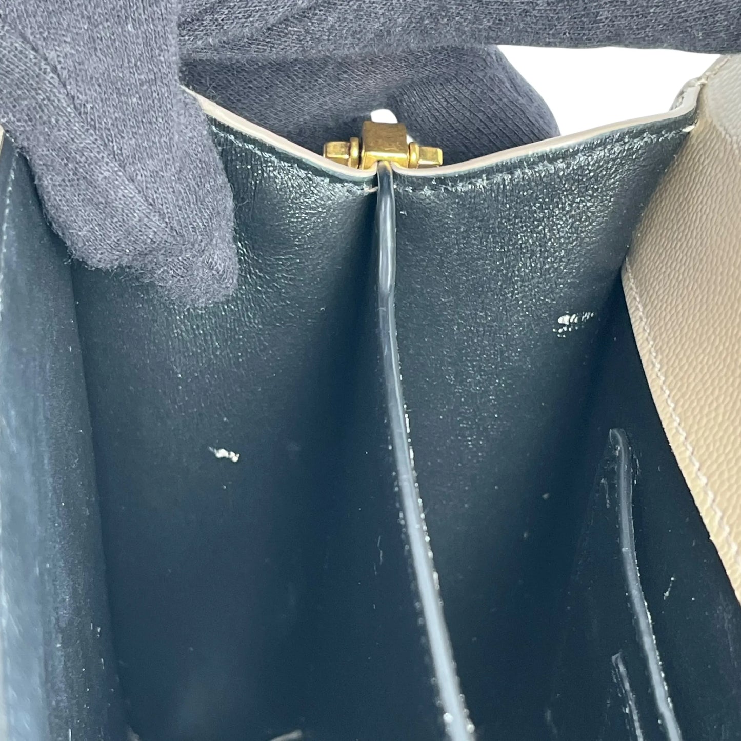 Saint Laurent Cassandra Top Handbag/Shoulder Bag - Beige 