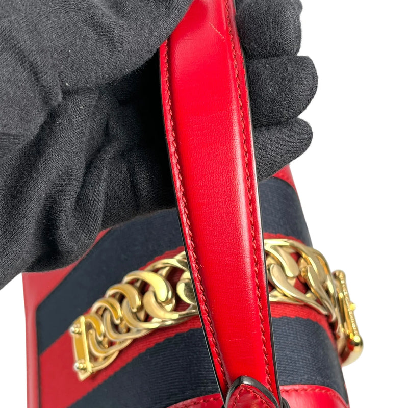 GUCCI Sylvie Chain Mini Handbag/Shoulder Bag - Red 