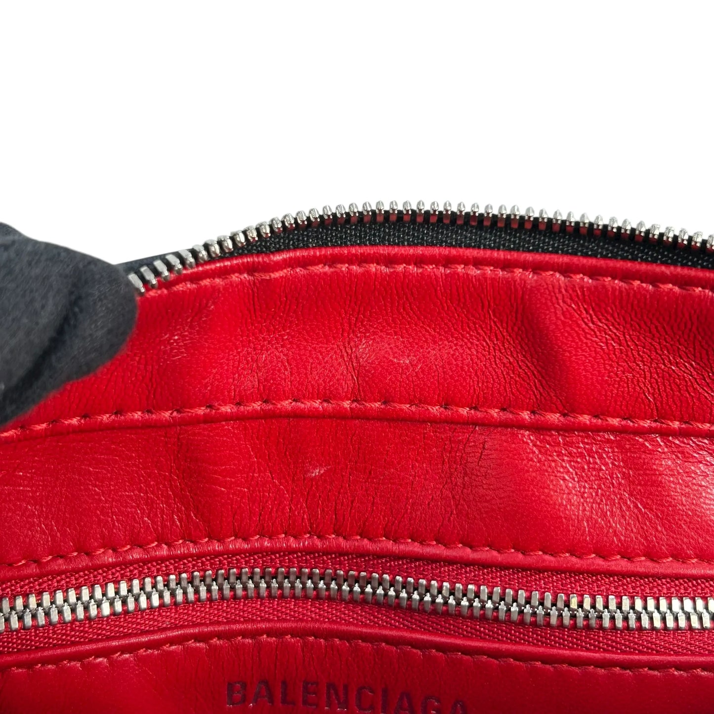 BALENCIAGA Triangle Leather Chain Shoulder Bag - Black 