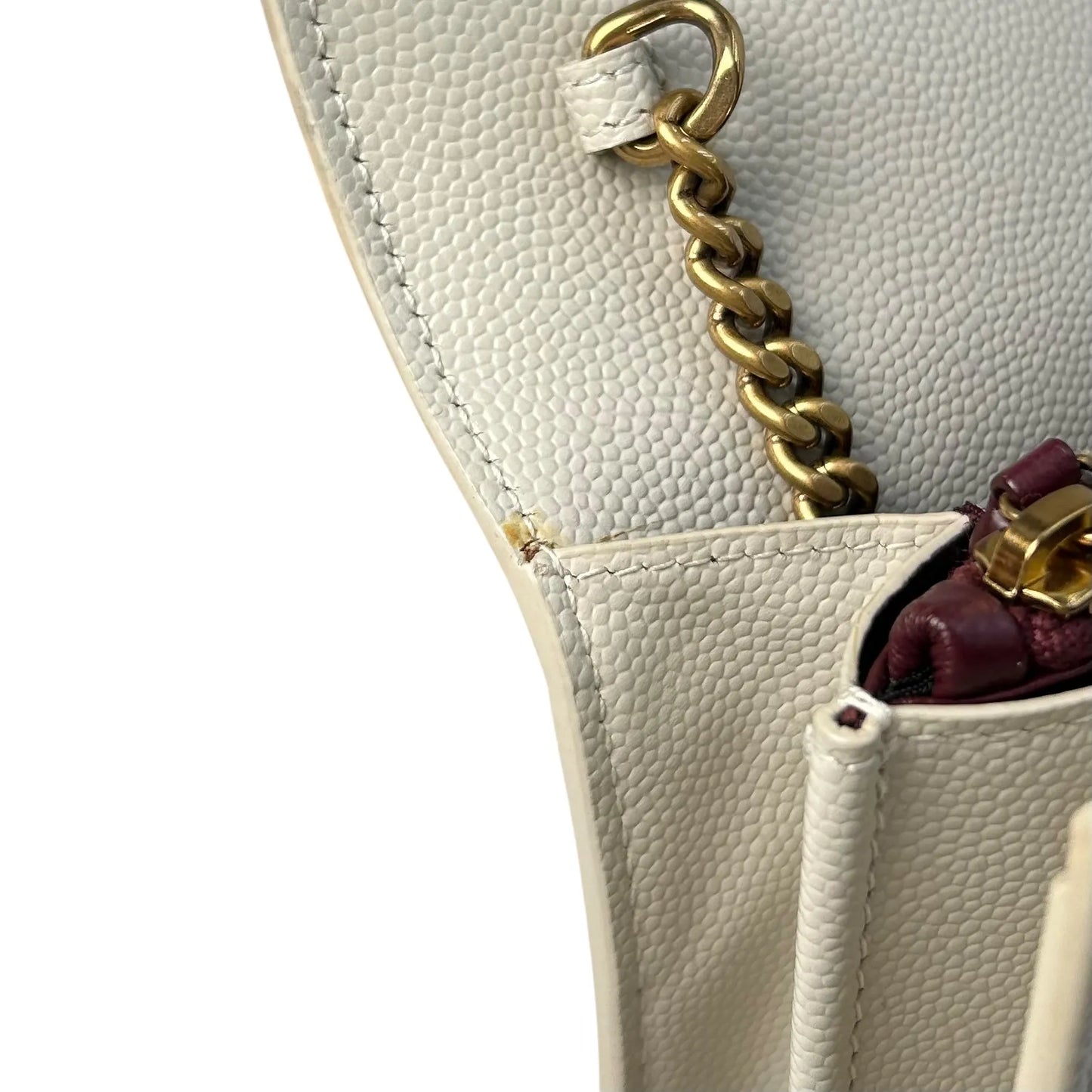 SAINT LAURENT Cassandra Leather Chain Shoulder Bag - White 