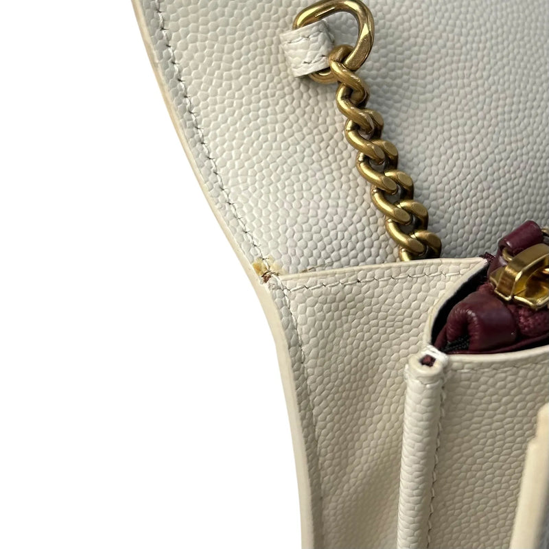 SAINT LAURENT Cassandra Leather Chain Shoulder Bag - White 