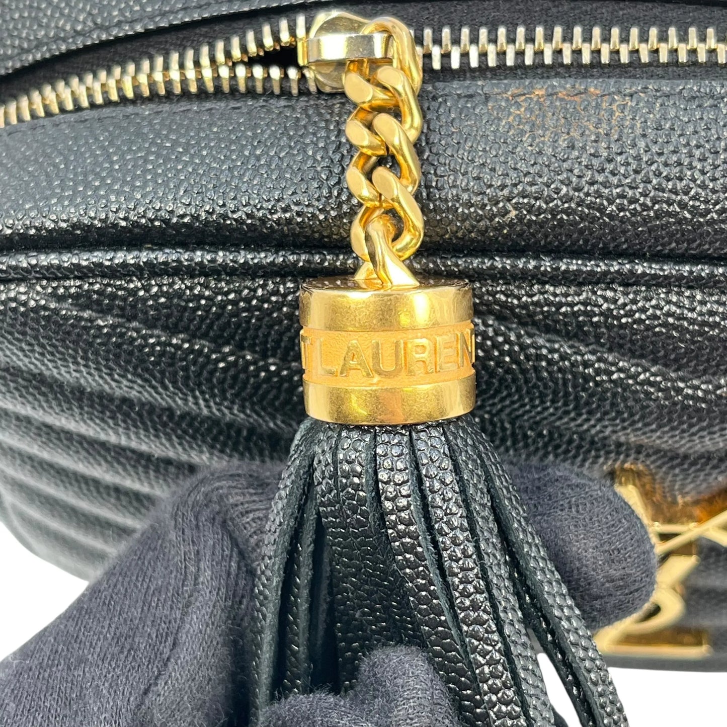 Saint Laurent Lou Mini Bag Calfskin Chain Shoulder Bag - Black 