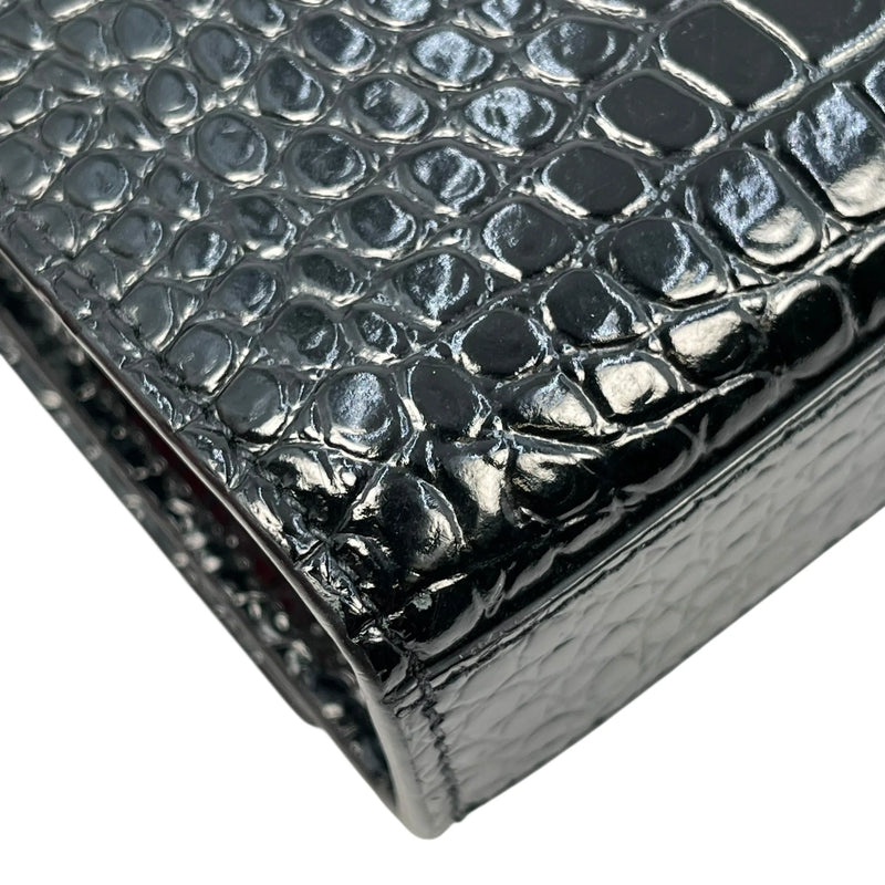 Saint Laurent ケイト タッセル ミディアム クロコダイルエンボスレザー チェーンショルダーバッグ - ブラック