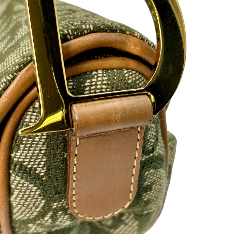 Dior サドル トロッター キャンバス ハンドバッグ ショルダーバッグ - カーキ × ベージュ