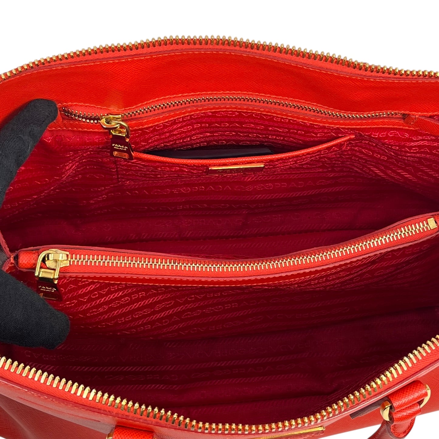 PRADA Galleria Saffiano Leather Handbag - Red 