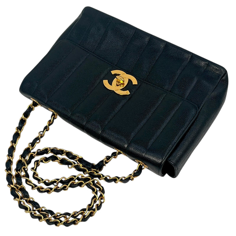 CHANEL マドモアゼル キャビアスキン チェーンショルダーバッグ - ブラック