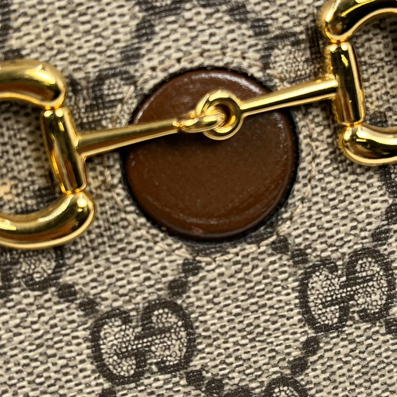 GUCCI GG スプリーム ホースビット 1955 ミニ ショルダーバッグ - ベージュ × ブラウン