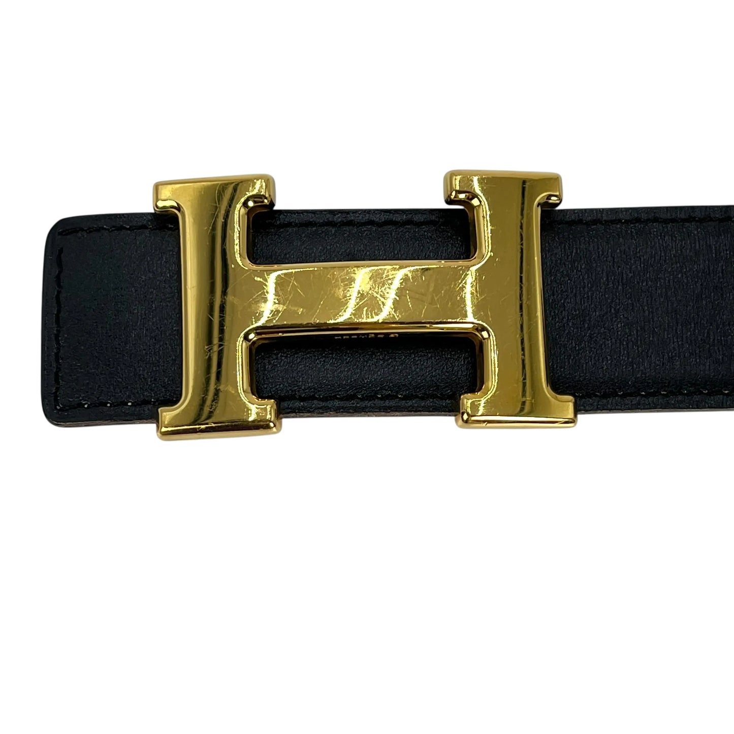 Hermès コンスタンス レザー ベルト □H刻印（2004年製）- ブラック × ブラウン