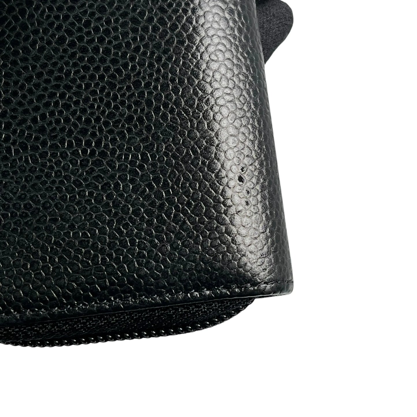 CHANEL CCロゴ キャビアスキン ジッピー カードケース コインケース - ブラック