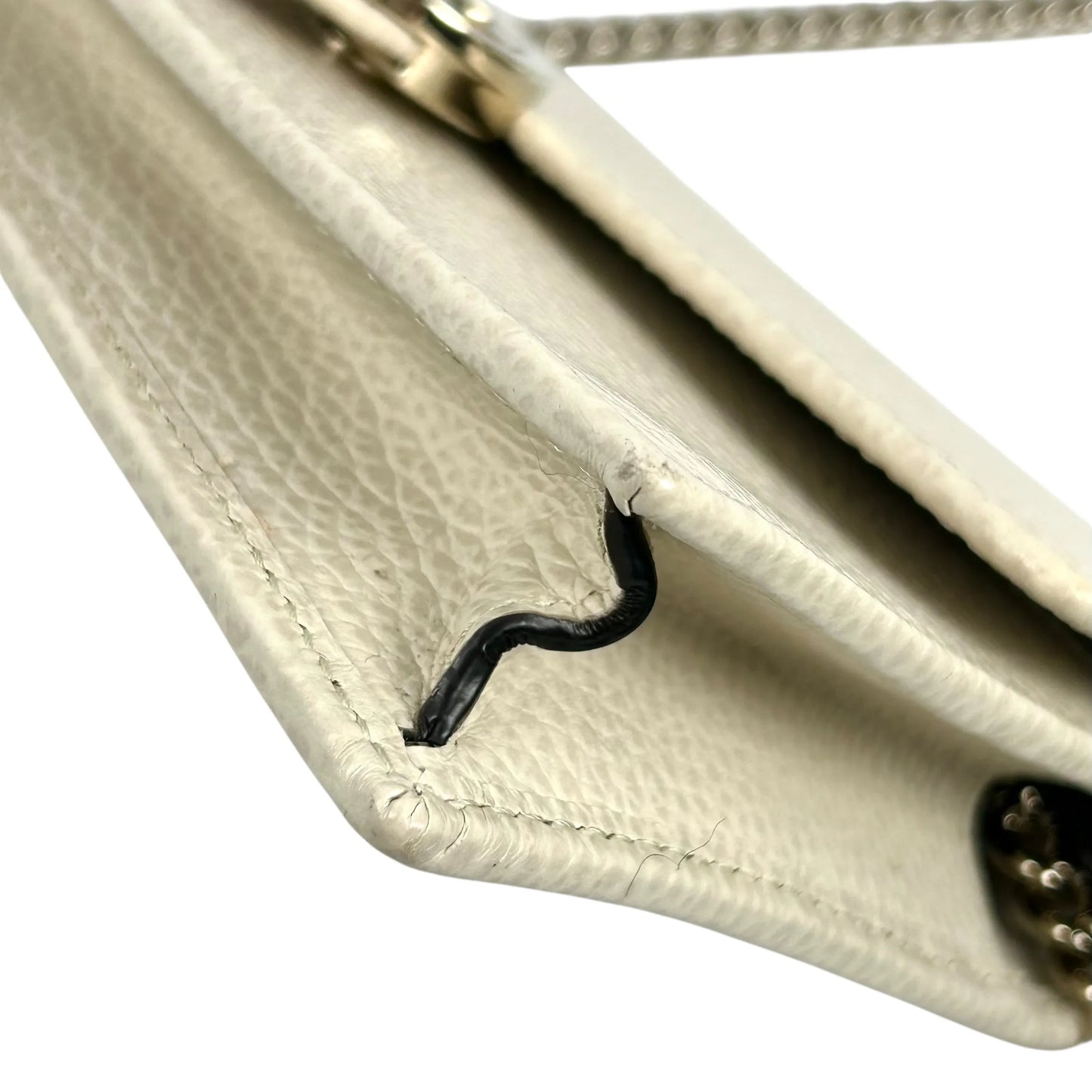 GUCCI Interrocking G Chain Wallet Shoulder Bag - Cream White 