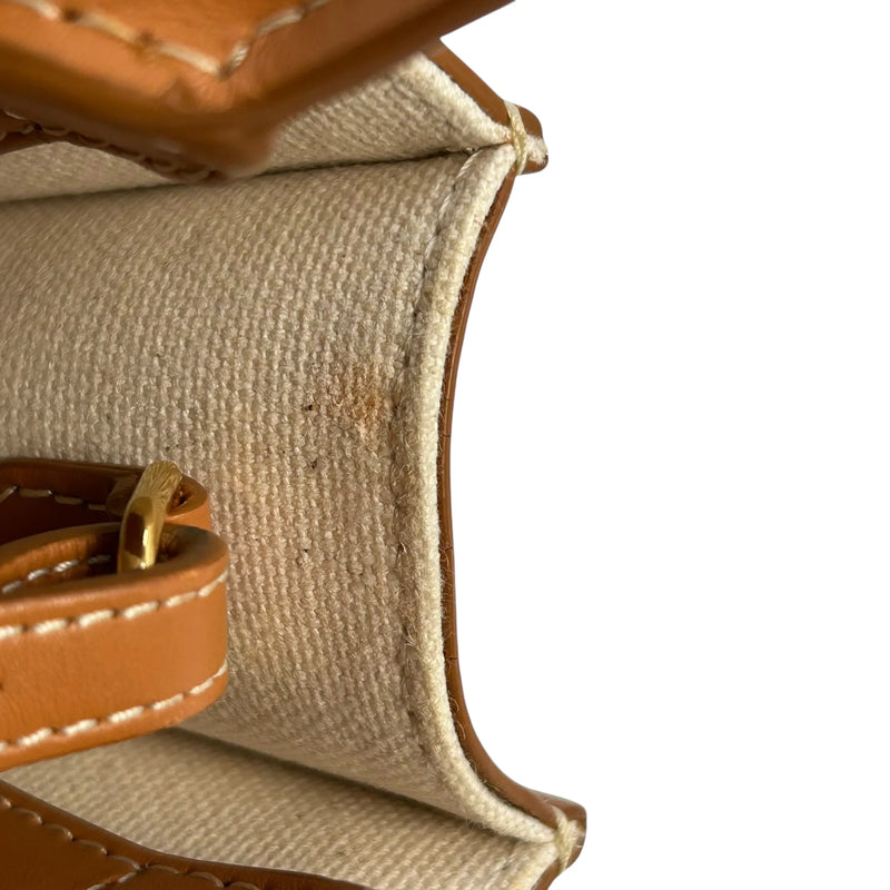 CELINE Mini Vertical Cabas Canvas Handbag/Shoulder Bag - White 