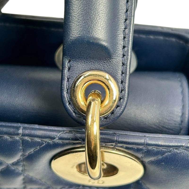 Christian Dior レディ ディオール ラムスキン ハンドバッグ ショルダーバッグ - ネイビー
