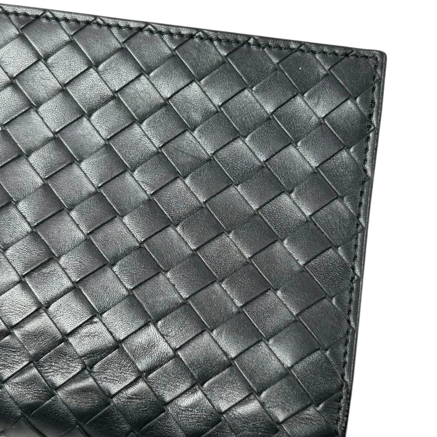 BOTTEGA VENETA Intrecciato Leather Bi-fold Long Wallet - Black 