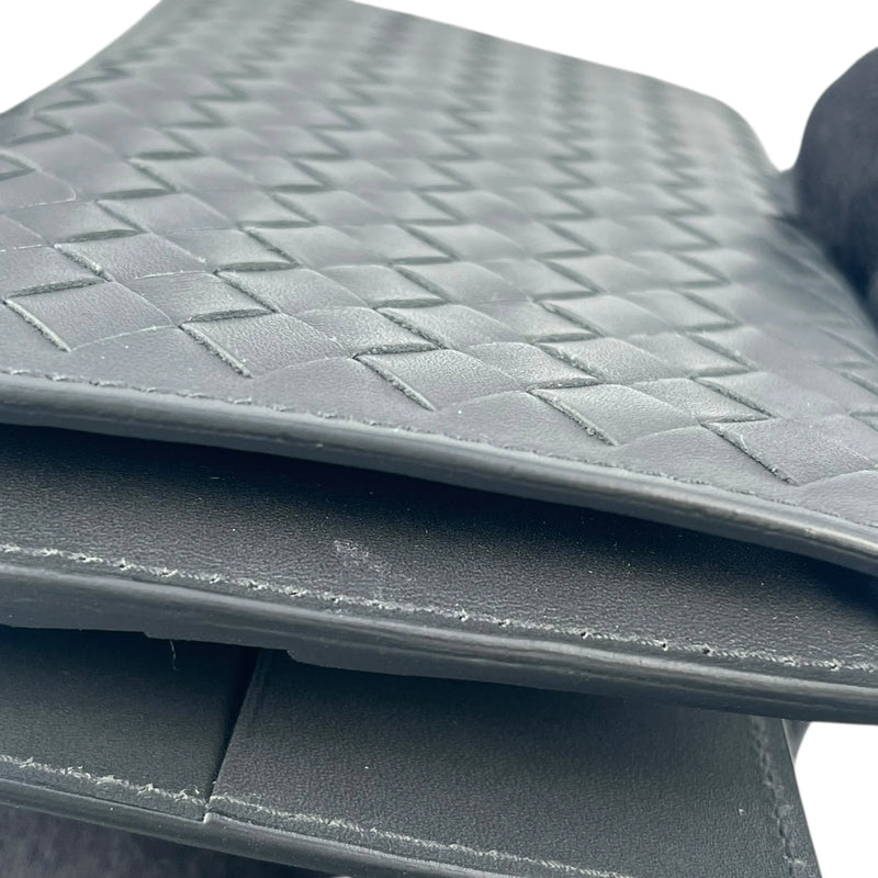 BOTTEGA VENETA Intrecciato Leather Bi-fold Long Wallet - Black 