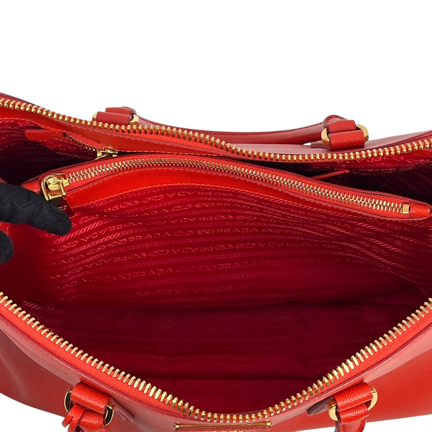 PRADA Galleria Saffiano Leather Handbag - Red 
