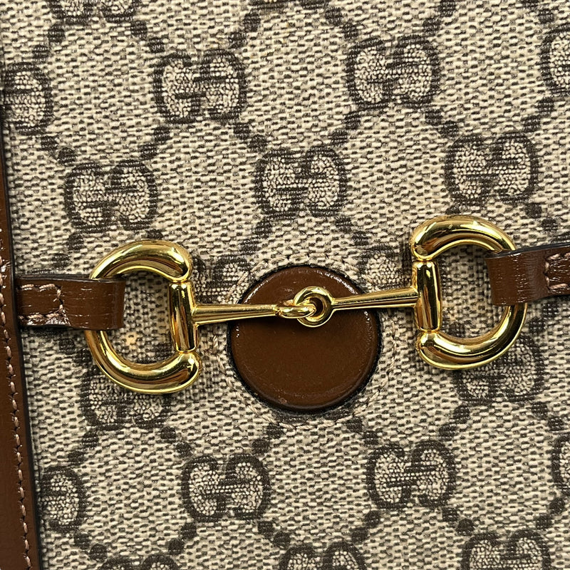 GUCCI GG スプリーム ホースビット 1955 ミニ ショルダーバッグ - ベージュ × ブラウン