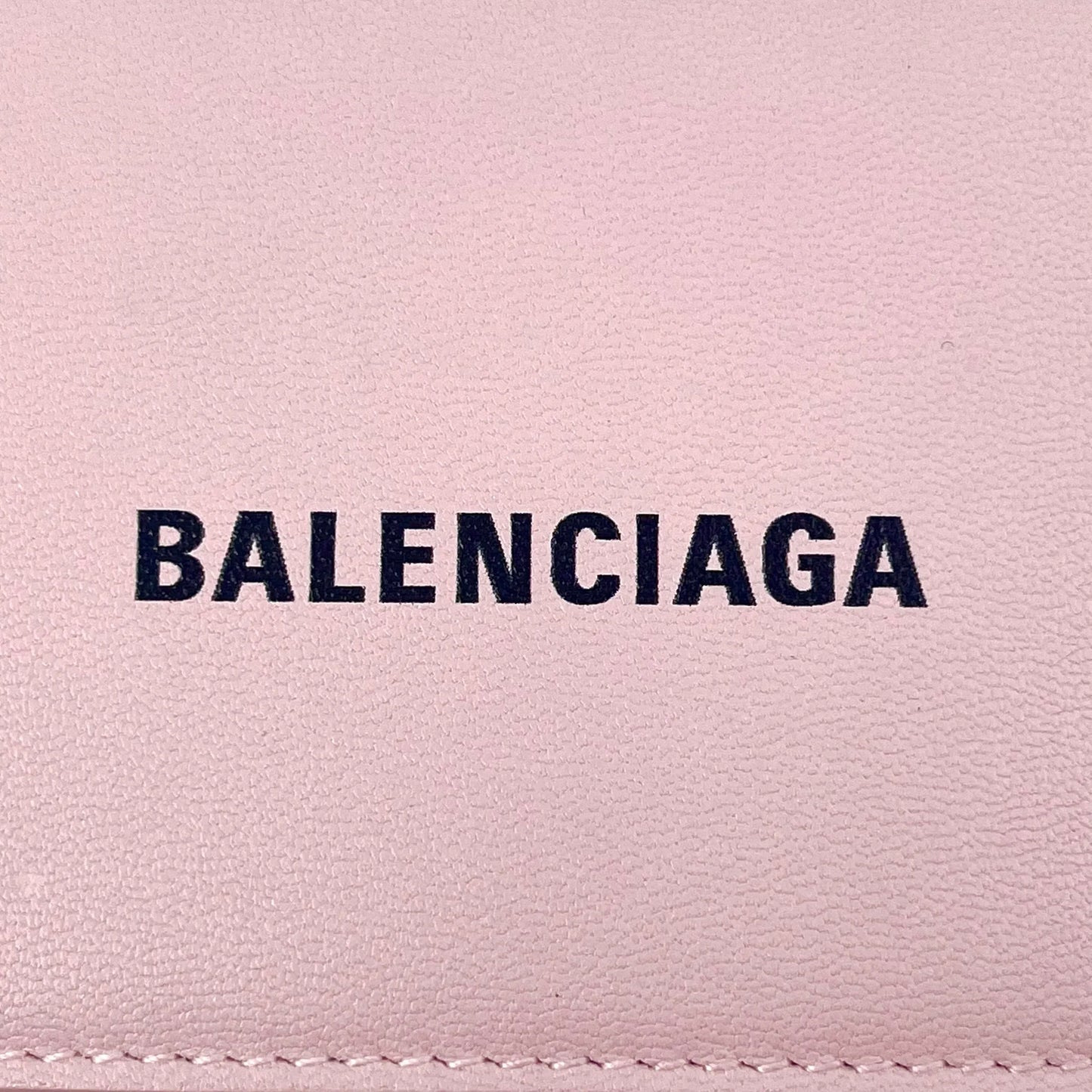 BALENCIAGA Cash Mini Leather Tri-fold Compact Wallet - Pink