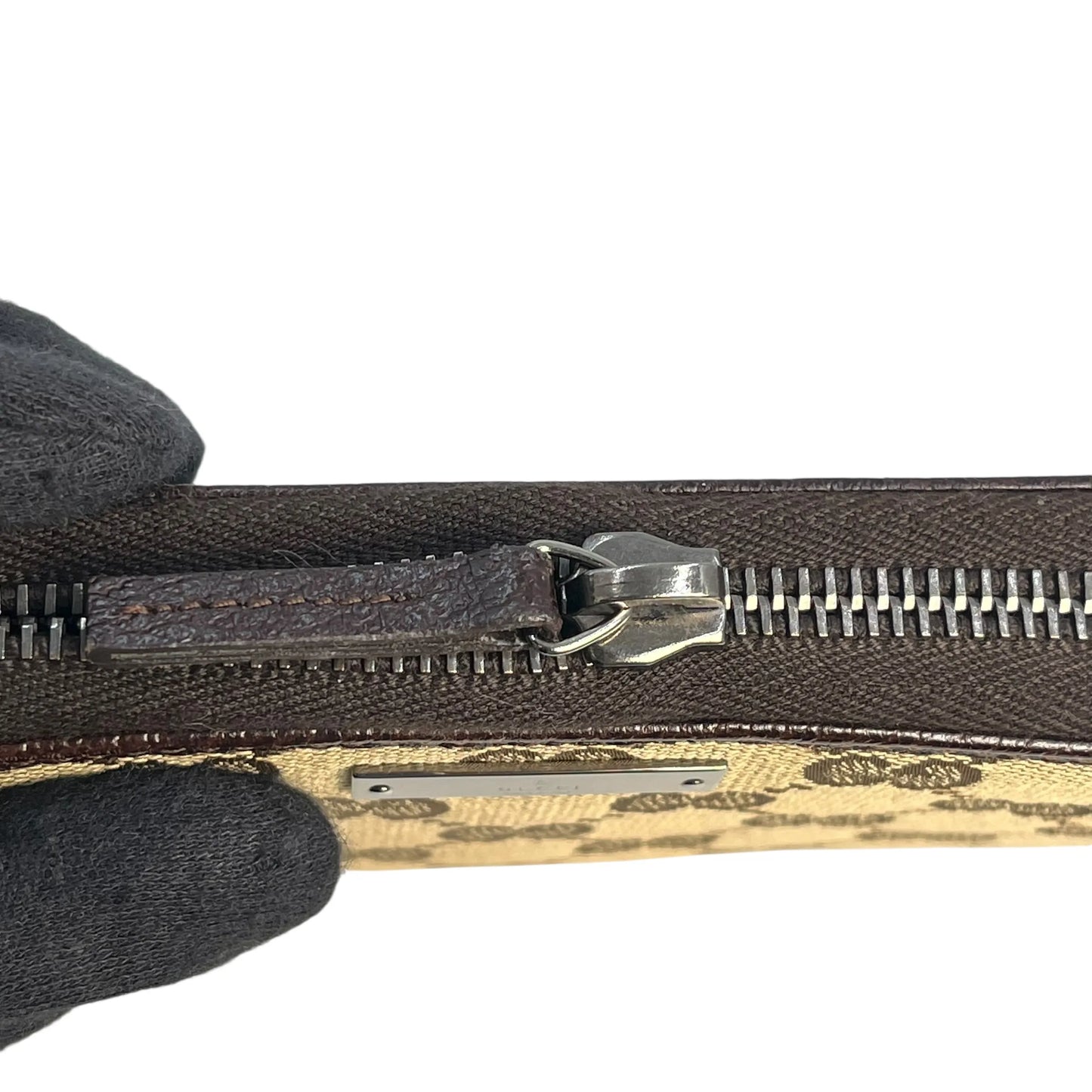 GUCCI キャンバス グッチシマ ラウンドジップ ロングウォレット - ブラウン