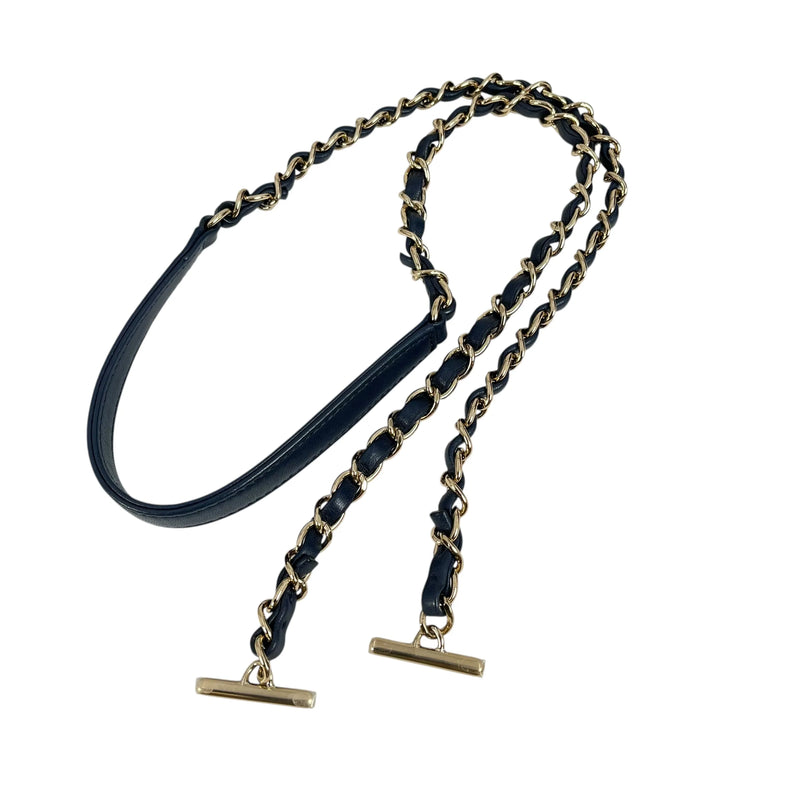 CHANEL Calfskin Matelassé Top Handle Trendy CC Handbag with Chain Shoulder Bag - Navy 