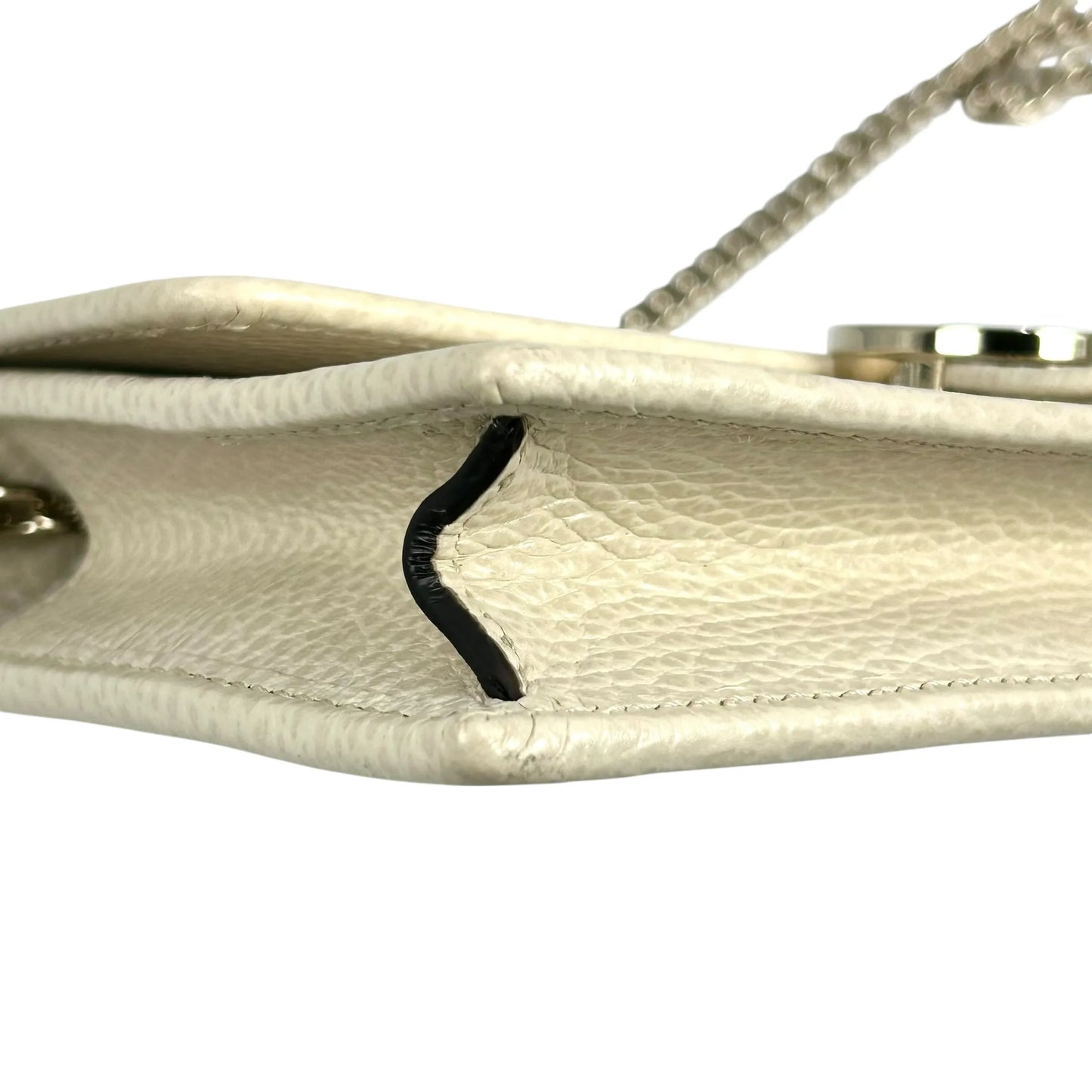 GUCCI Interrocking G Chain Wallet Shoulder Bag - Cream White 