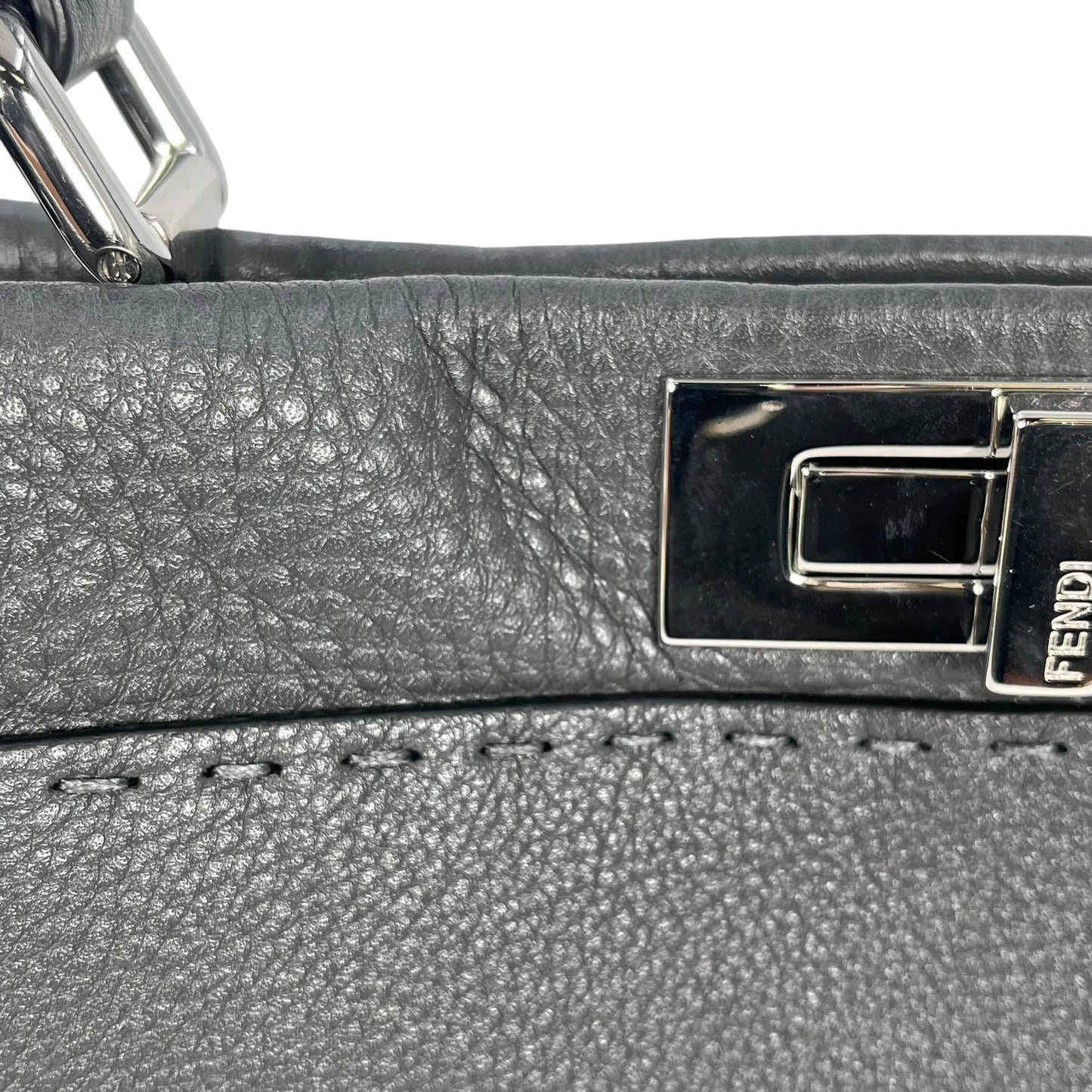 FENDI Peekaboo Leather Handbag/Shoulder Bag - Grey 
