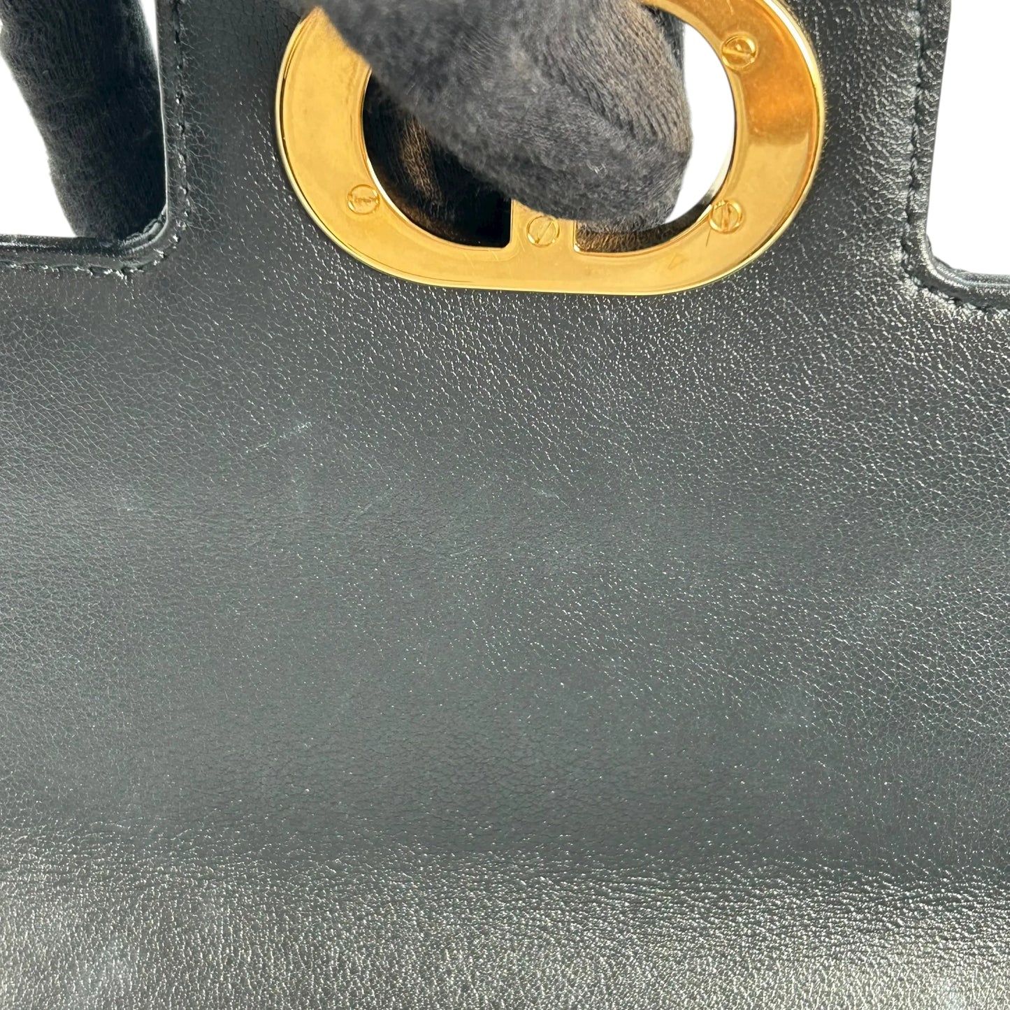 Christian Dior Jolie Top Handle Bag Calfskin Hand Bag Shoulder Bag - Black 