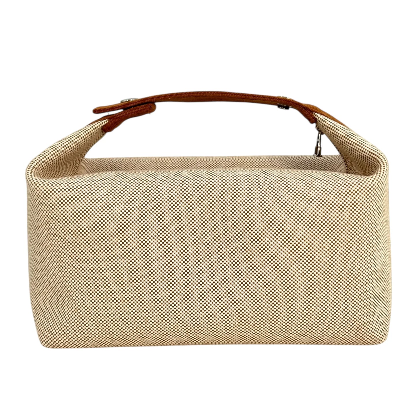 HERMES Bridesmaid Black GM Cotton Canvas Handbag - Beige 