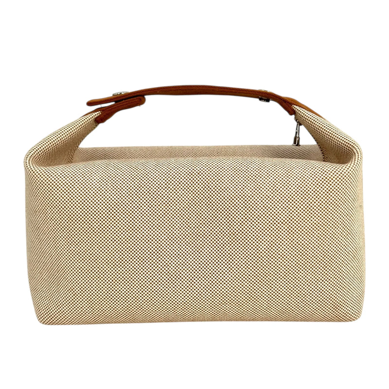 HERMES Bridesmaid Black GM Cotton Canvas Handbag - Beige 