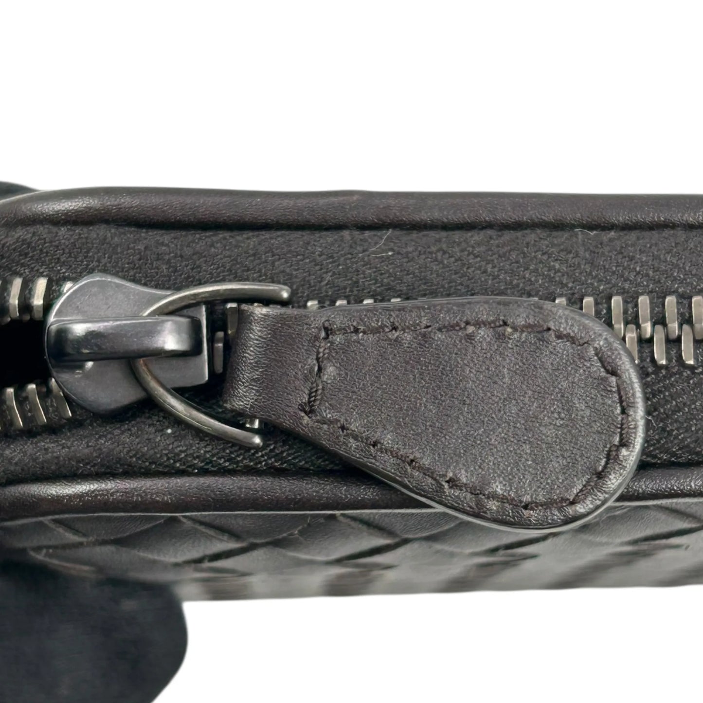 BOTTEGA VENETA Intrecciato Zip-Around Lambskin Long Wallet - Dark Brown 