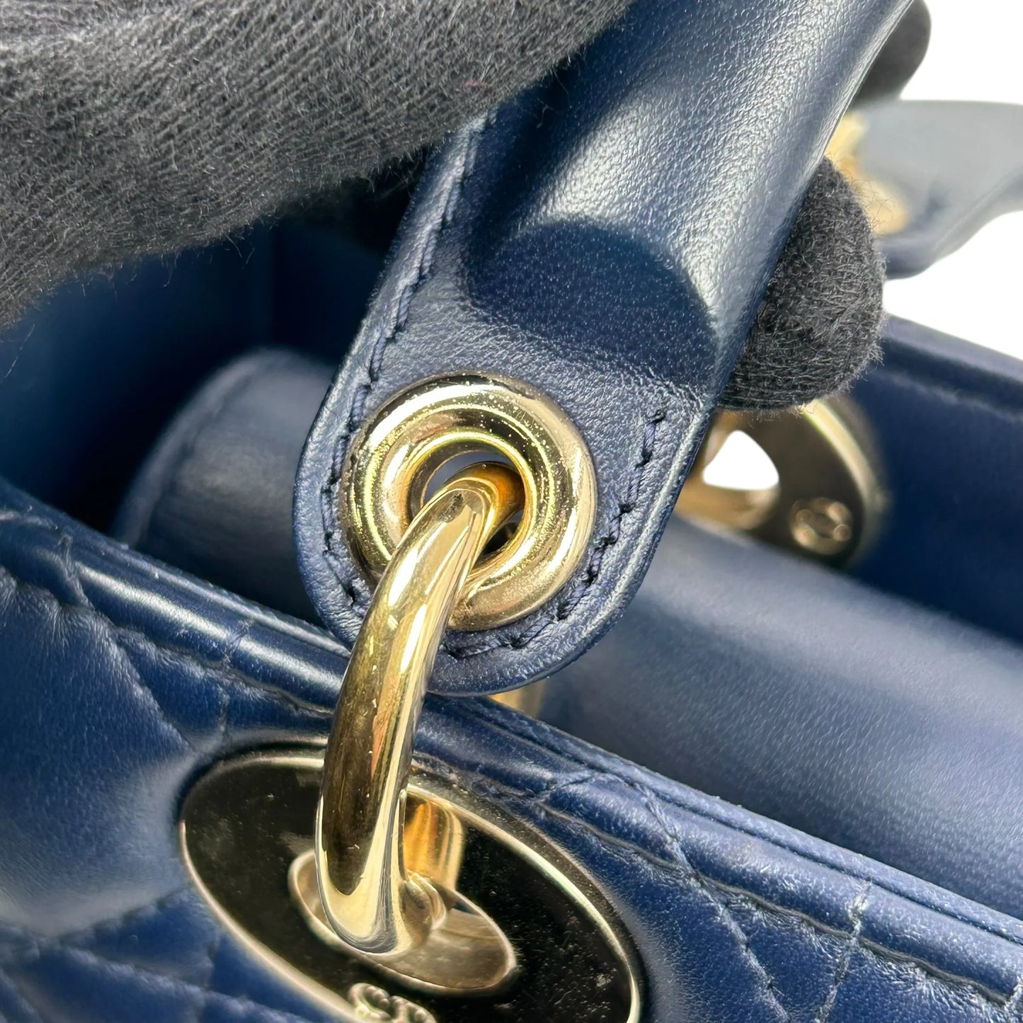 Christian Dior レディ ディオール ラムスキン ハンドバッグ ショルダーバッグ - ネイビー