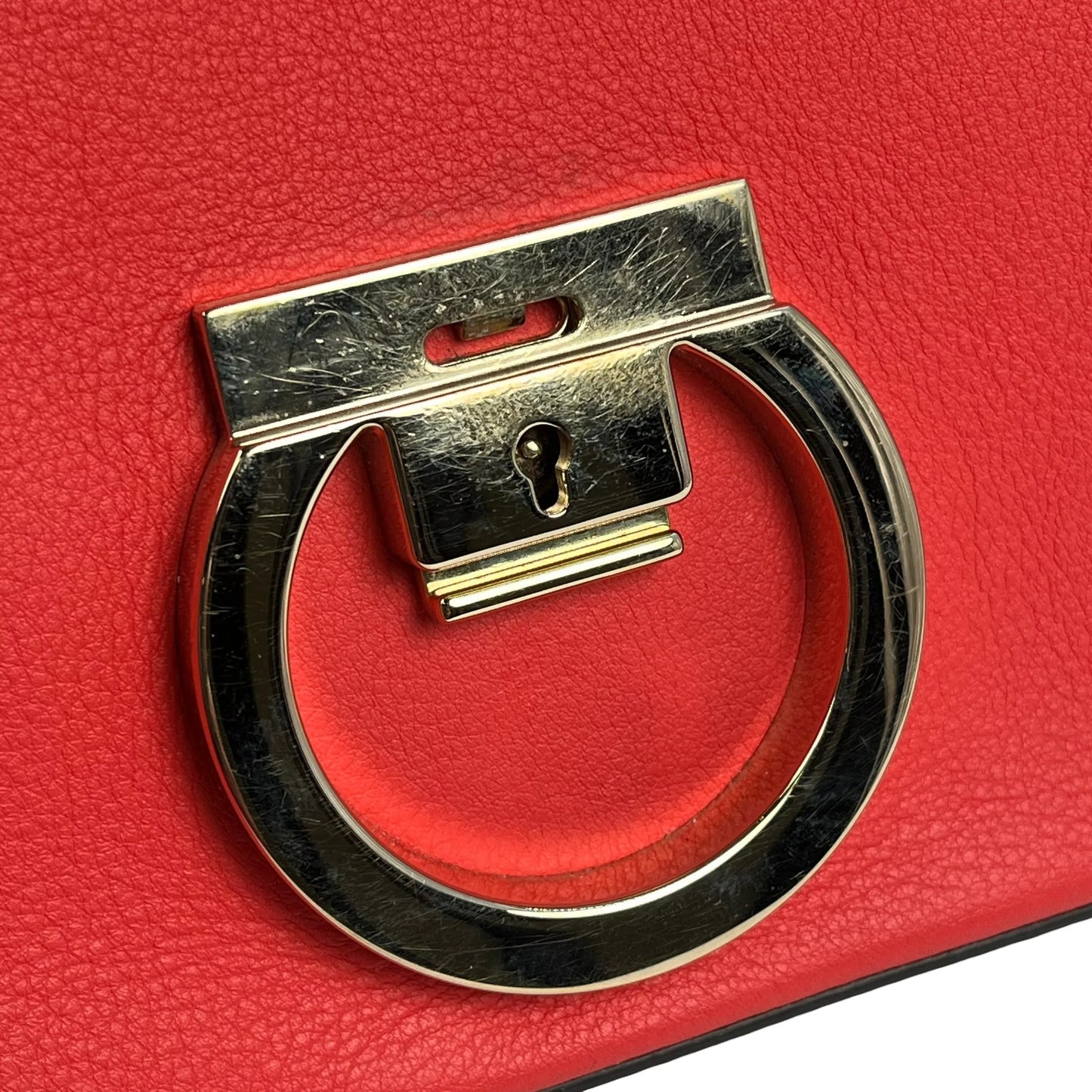 Ferragamo Gancini Calfskin Shoulder Bag - Red 