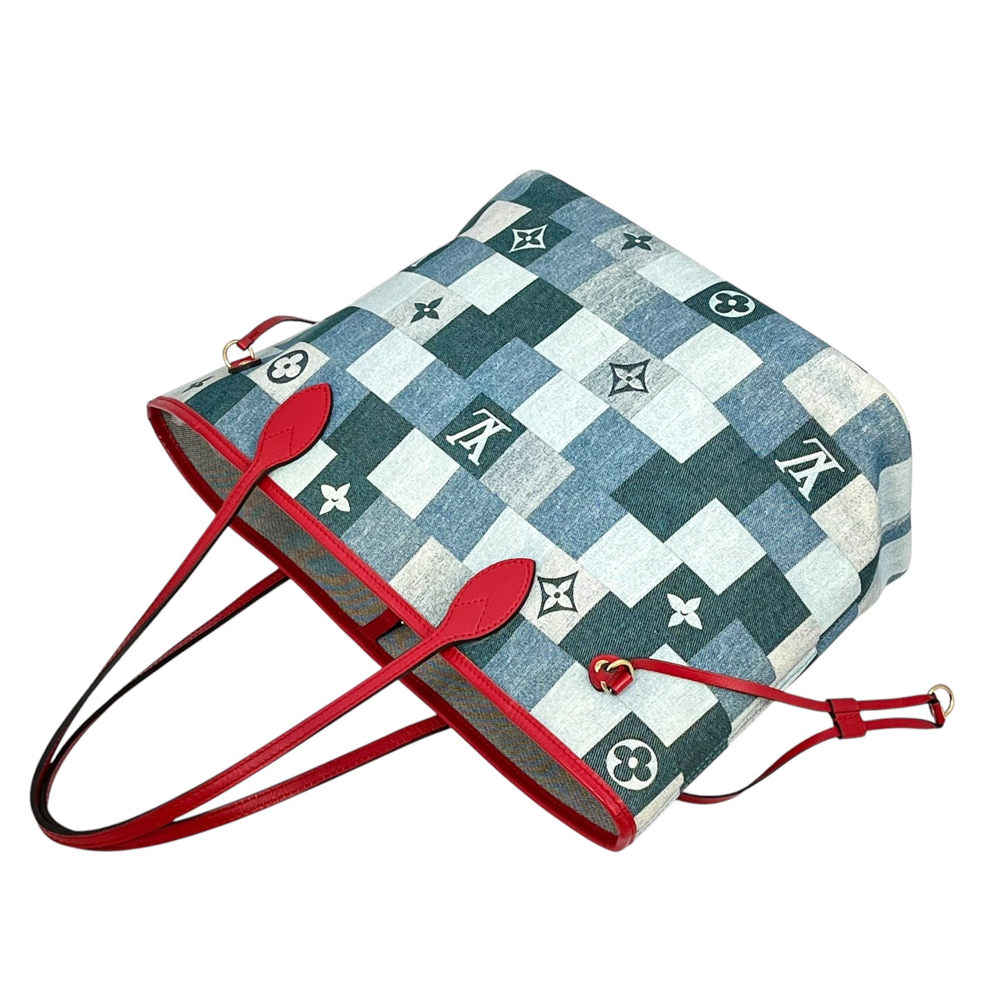 Louis Vuitton Monogram Denim Neverfull MM Tote Bag - Blue 