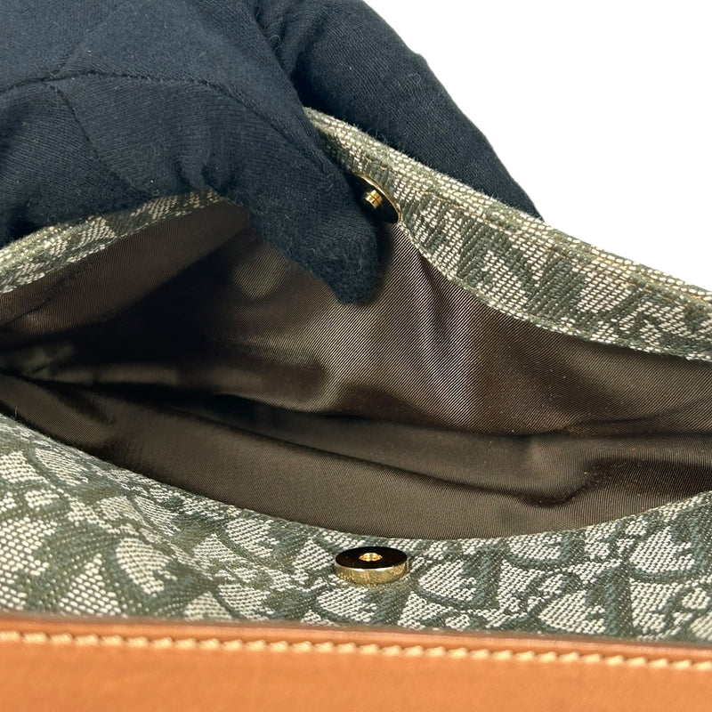 Dior サドル トロッター キャンバス ハンドバッグ ショルダーバッグ - カーキ × ベージュ