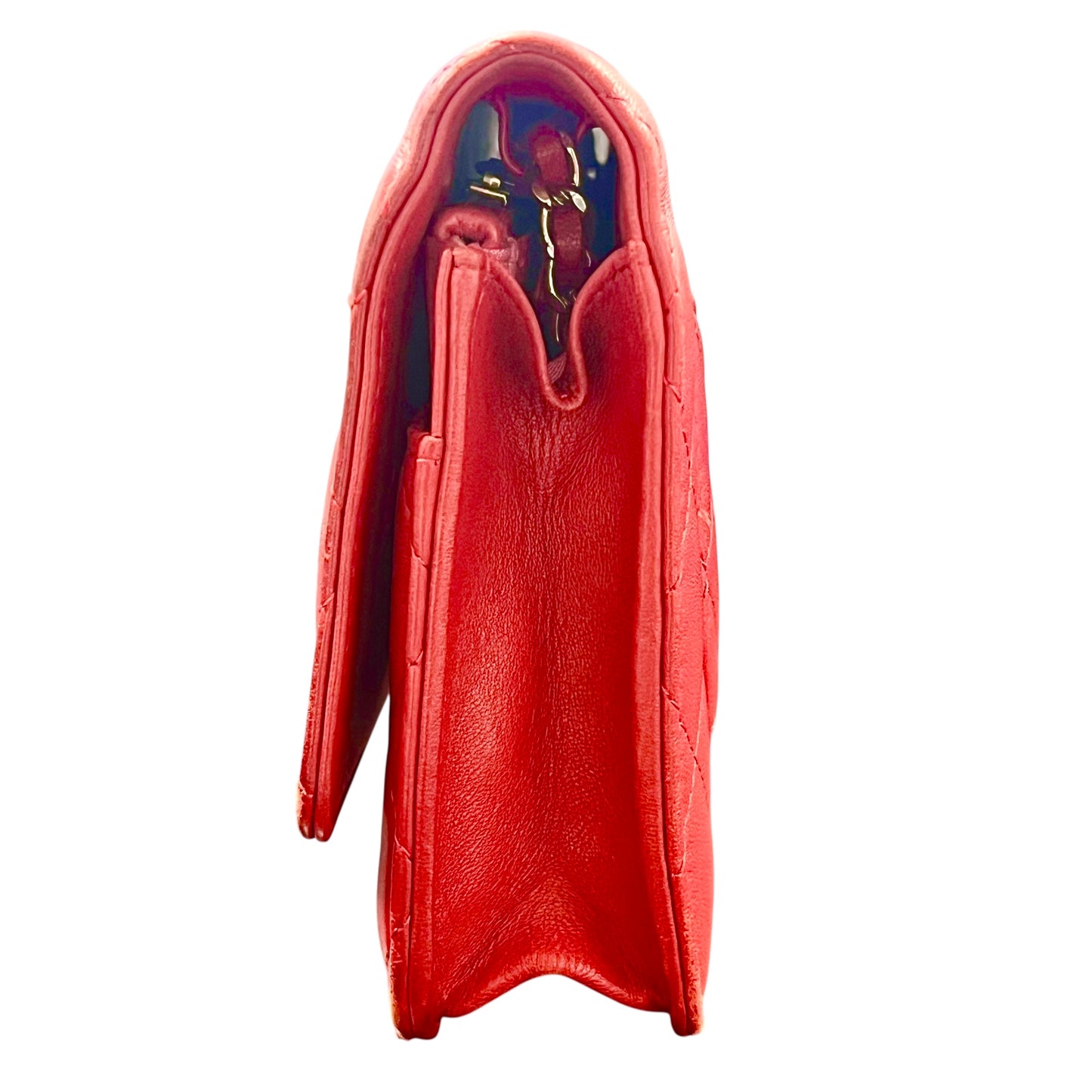 CHANEL Matelasse Chain Wallet Shoulder Bag - Red 