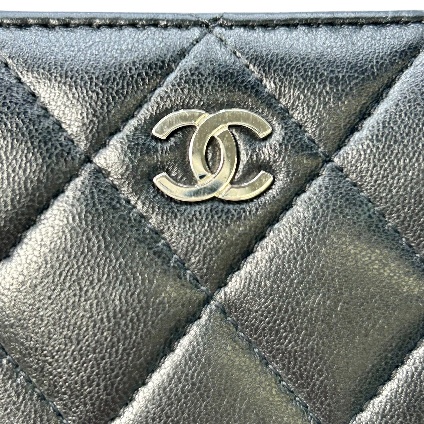 CHANEL Cambon Line Lambskin Long Wallet - Black 