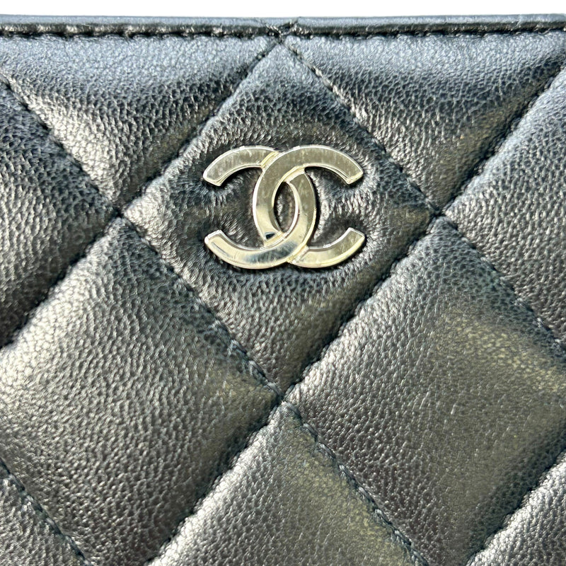 CHANEL Cambon Line Lambskin Long Wallet - Black 