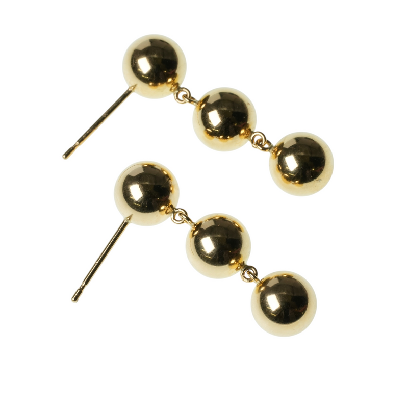 Triple Ball Earrings - 18KYG - 06854 