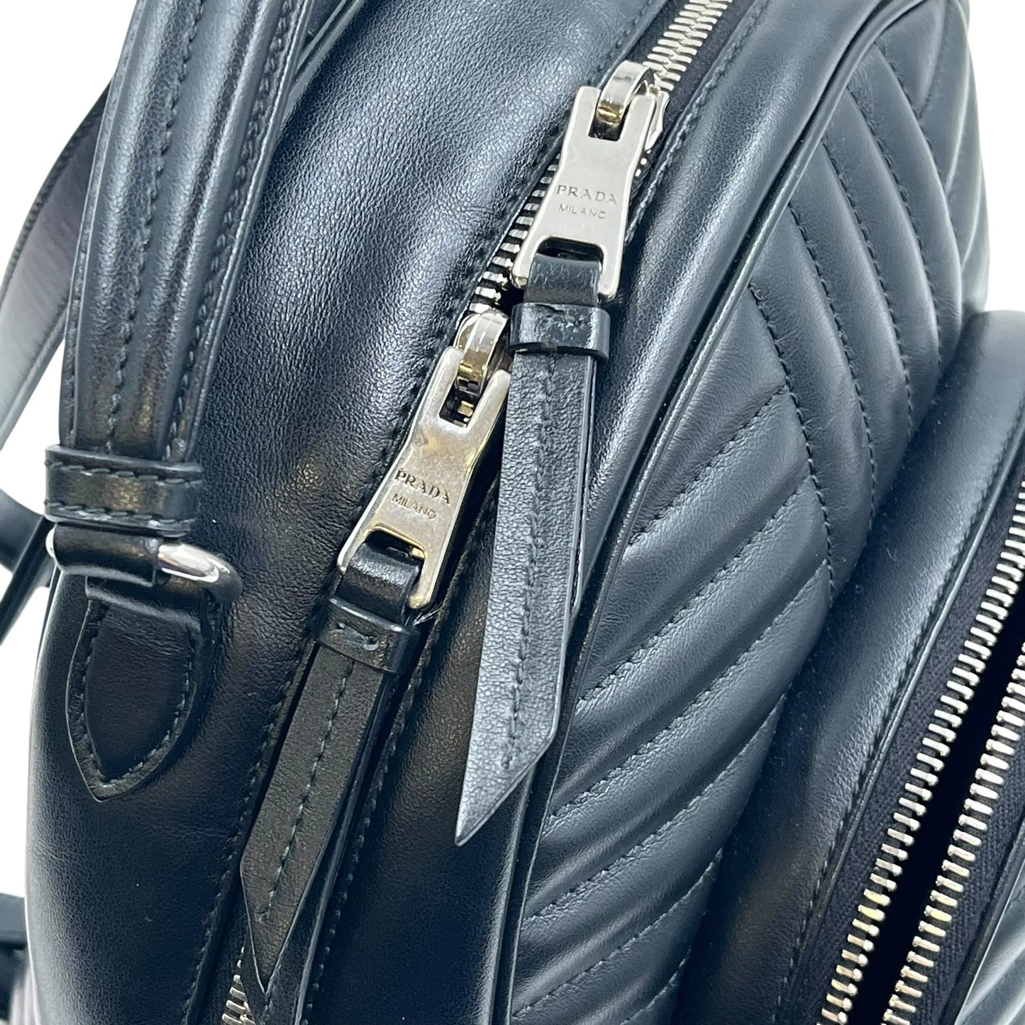 PRADA Diagram Leather Backpack - Black 