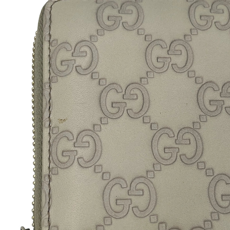 GUCCI Leather Round Zip Long Wallet - Beige 