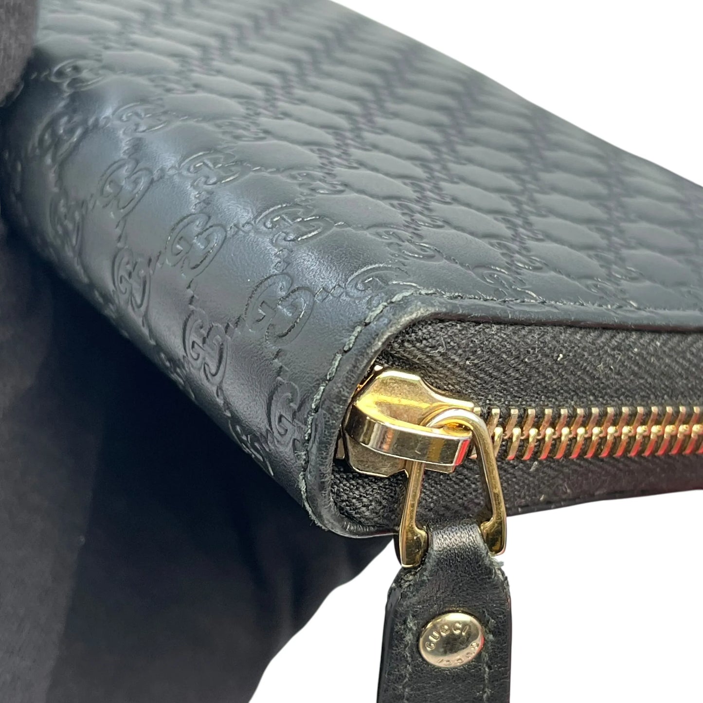 GUCCI Micro Guccissima Round Zip Long Wallet - Black 