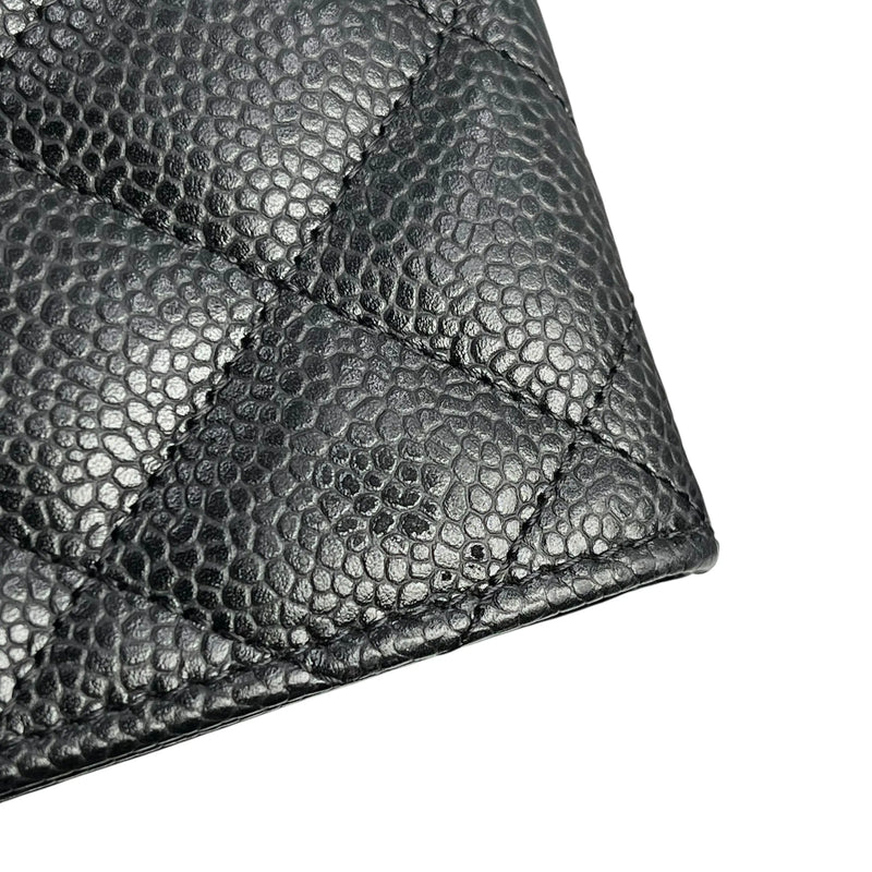 CHANEL Matelasse Caviar Leather Classic Flap Long Wallet - Black 