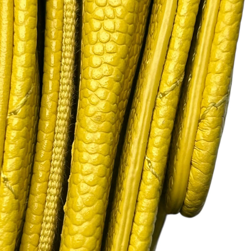 CHANEL Caviar Leather Matelasse Tri-Fold Compact Wallet - Yellow 