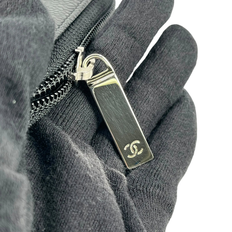 CHANEL CCロゴ キャビアスキン ジッピー カードケース コインケース - ブラック