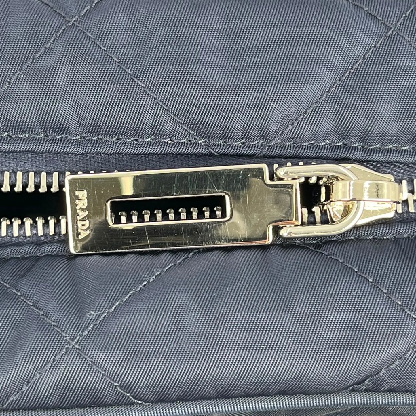 PRADA Quilted Nylon Chain Shoulder Bag - Navy 