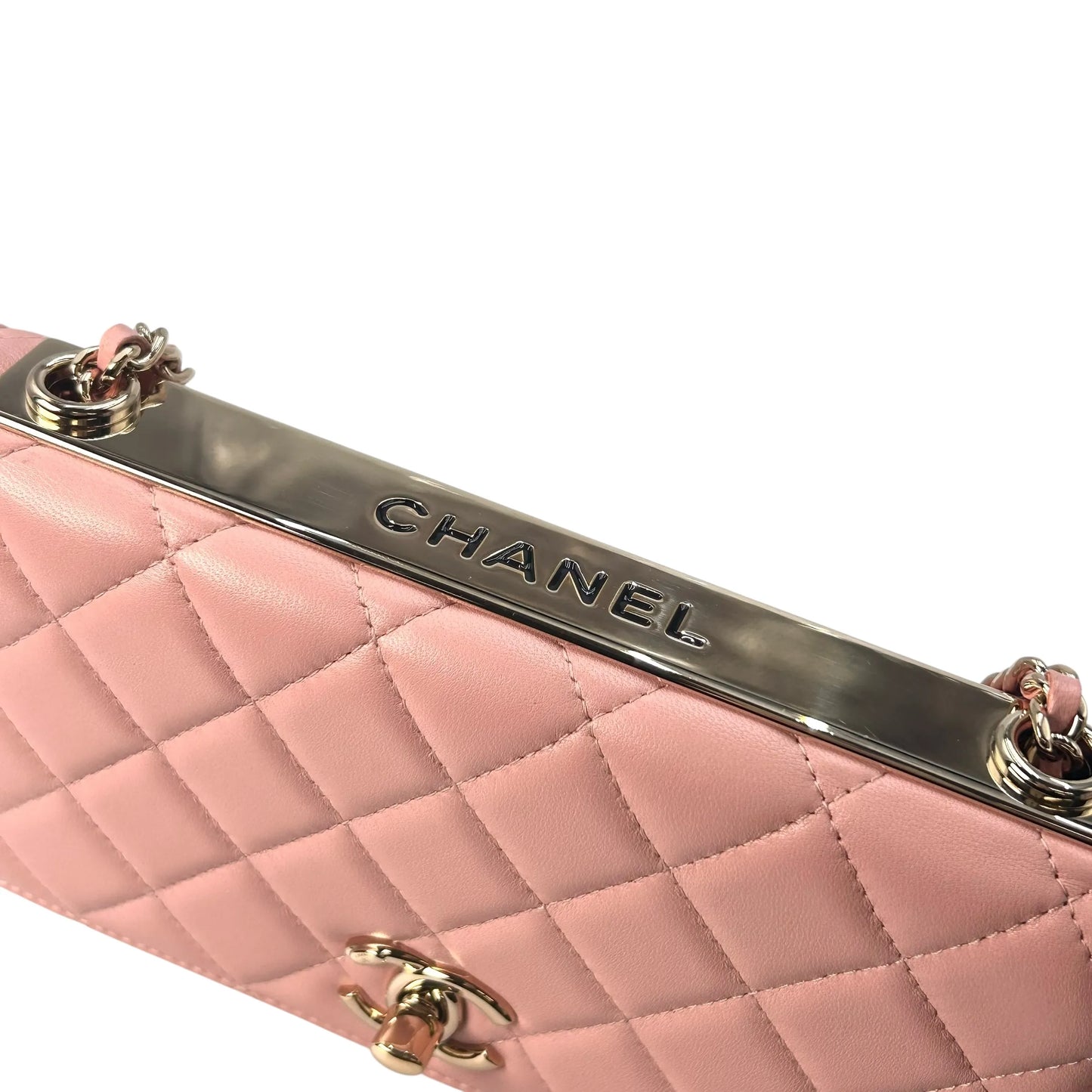 CHANEL Lambskin Chain Wallet - Baby Pink 