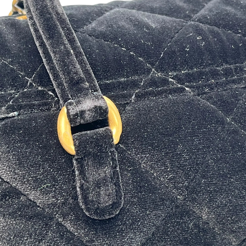 CHANEL Matelasse Boston Velvet Mini Shoulder Bag - Black 