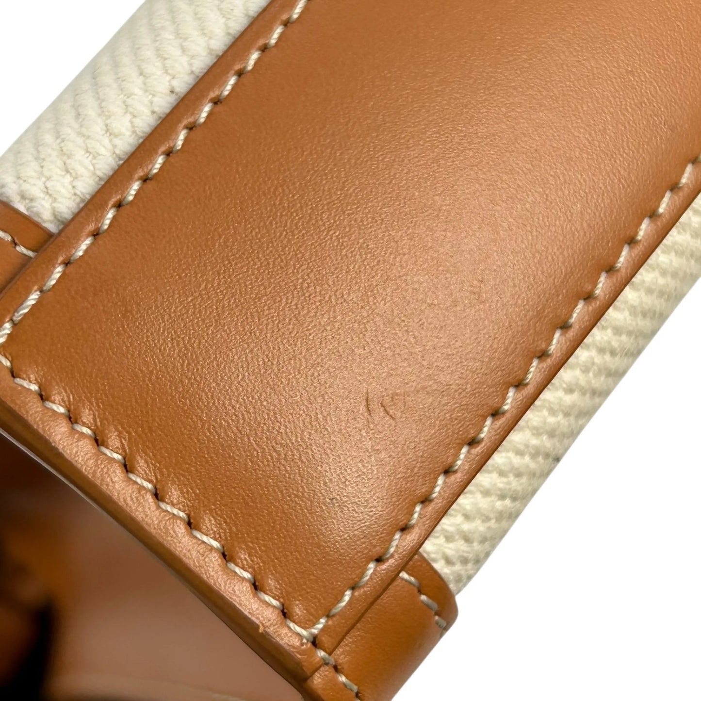 CELINE Mini Vertical Cabas Canvas Handbag/Shoulder Bag - White 