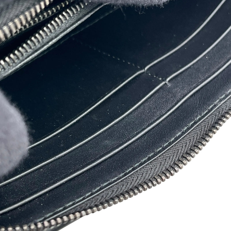 BOTTEGA VENETA Intrecciato Round Zip Leather Long Wallet - Black 